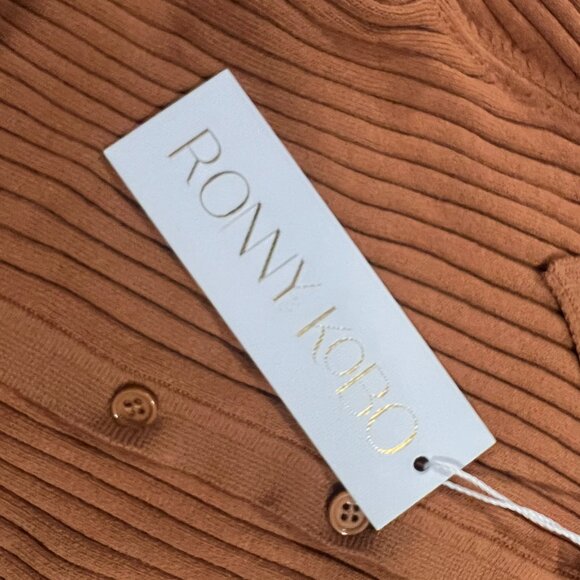 NWT Ronny Kobo Long Sleeve Ribbed Thong Bodysuit Tan Brown Size XS - Picture 4 of 6